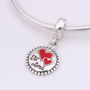 Pandora Latin Love Te Amo Dangle Charm S925 Silver Bracelet Pendant with box